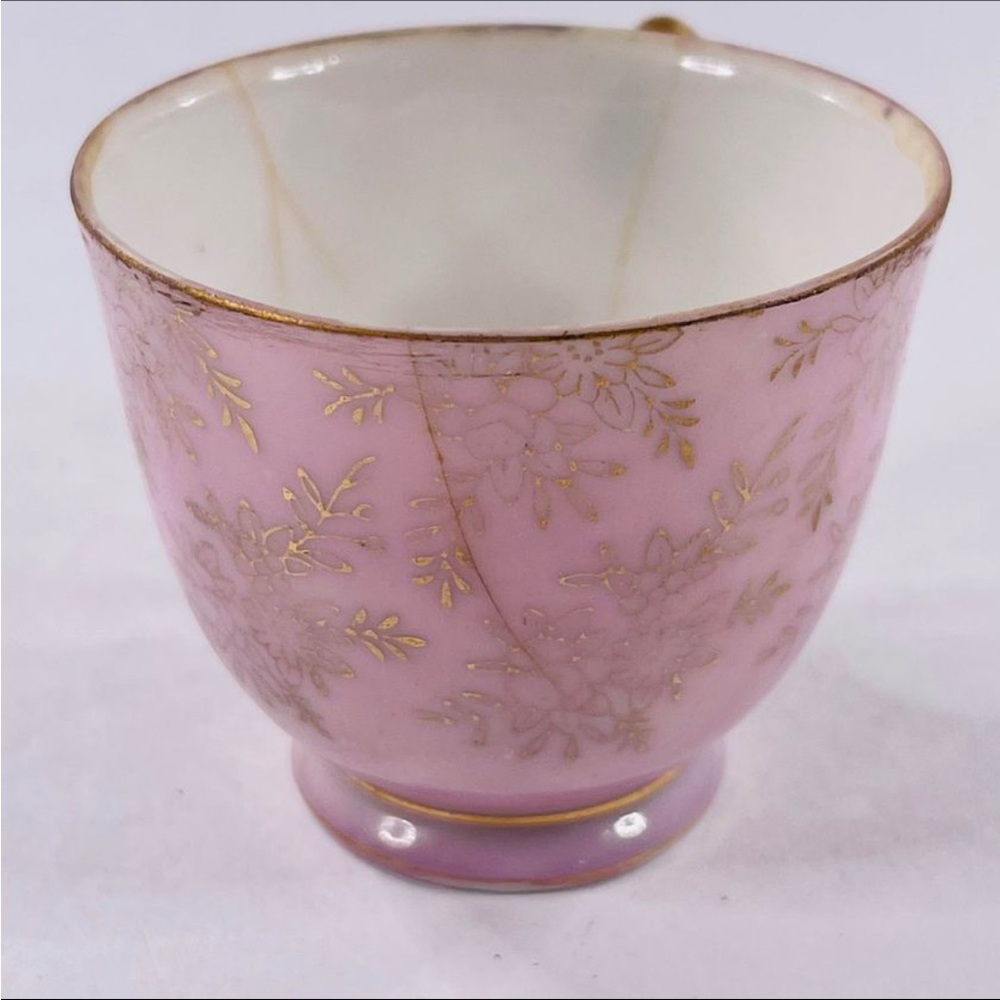 VTG Demitasse Fine China Pink Tea Cup & Saucer Dainty Gold Rim Floral Japan - Picture 8 of 11